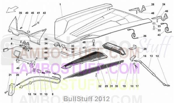 2009 Lamborghini MURCIELAGO LP 640 ROADSTER JAPAN ENGINE HOOD (827.04.00)